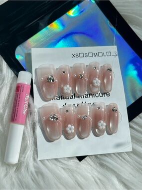 Press on nails size large handmade includes glue